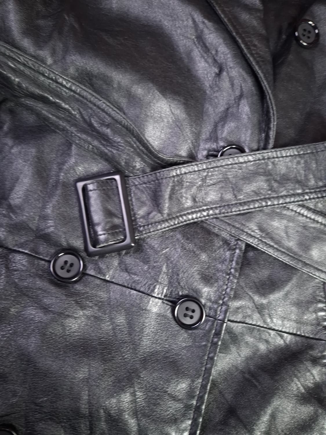 90's 빈티지 홍콩제조 우먼 리얼램스킨 더블 트렌치코트 상품이미지5