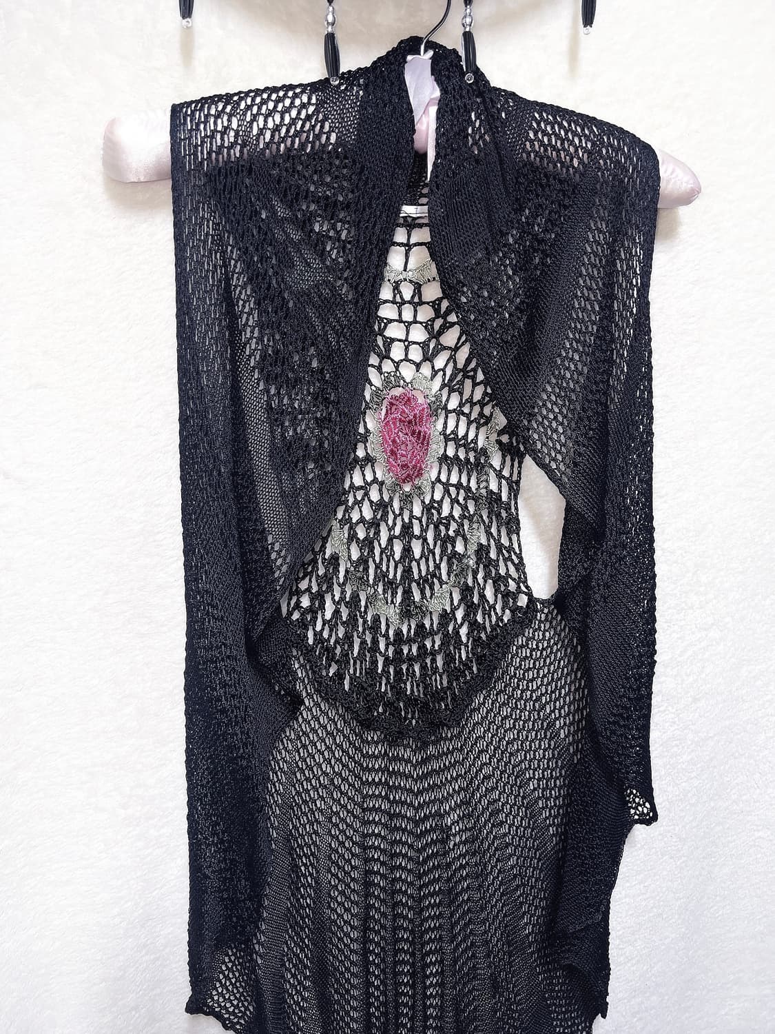 오리엔탈 페어리 모리 고딕 고스 펑크 뜨개 니트 플라워자수 로브 베스트 상품이미지7