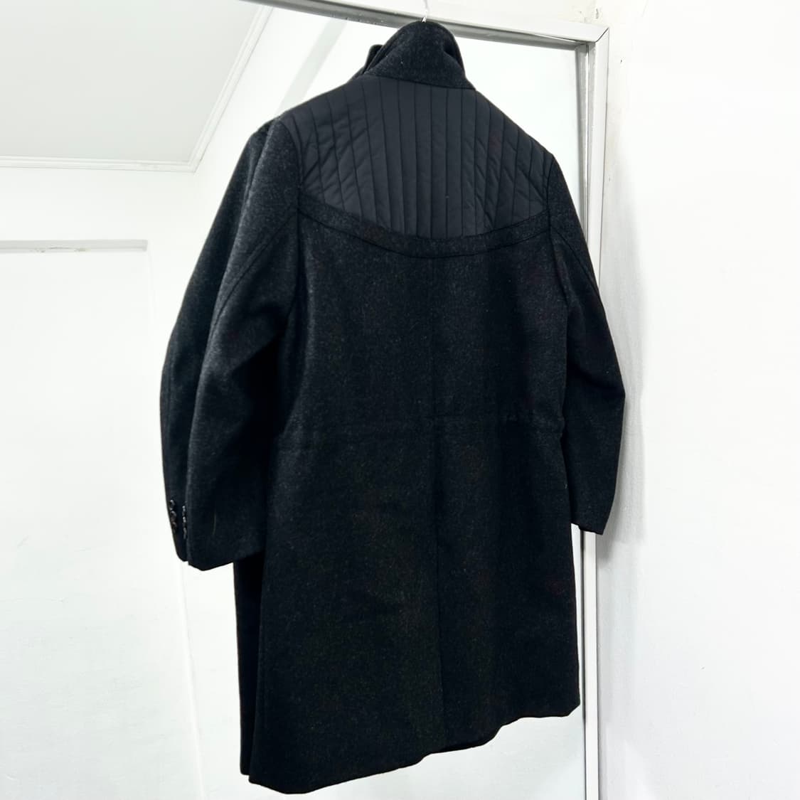 우영미 하이넥 헤링본 울 코트 상품이미지5