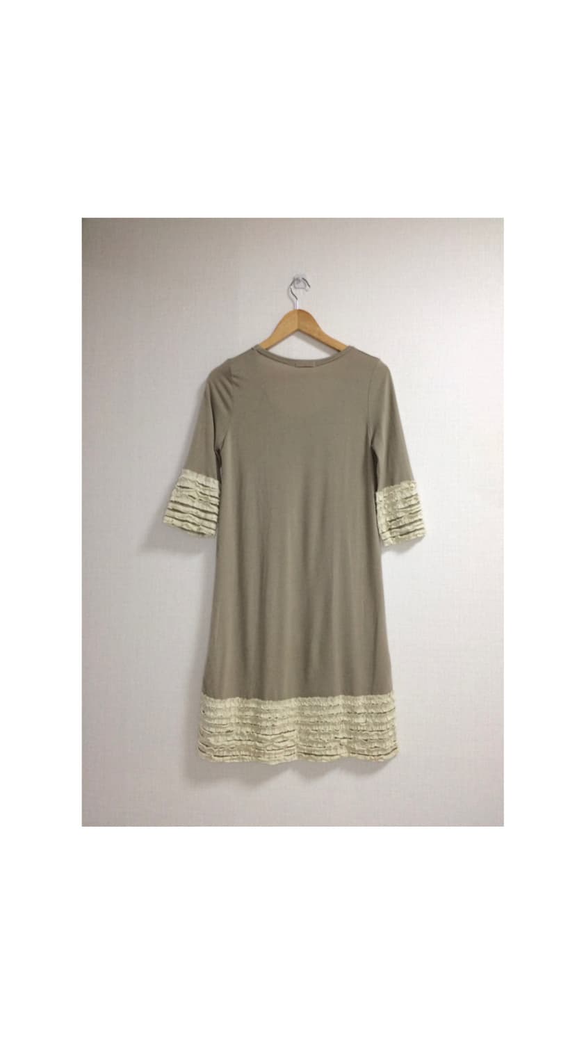 빈티지 카키브라운 겹프릴 레이어드 원피스 상품이미지5