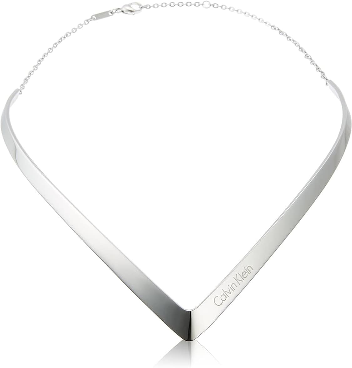 캘빈클라인 아웃라인 네크리스 뱅글초커 폴리쉬드 실버 유광브이 희귀 목걸이 상품이미지3