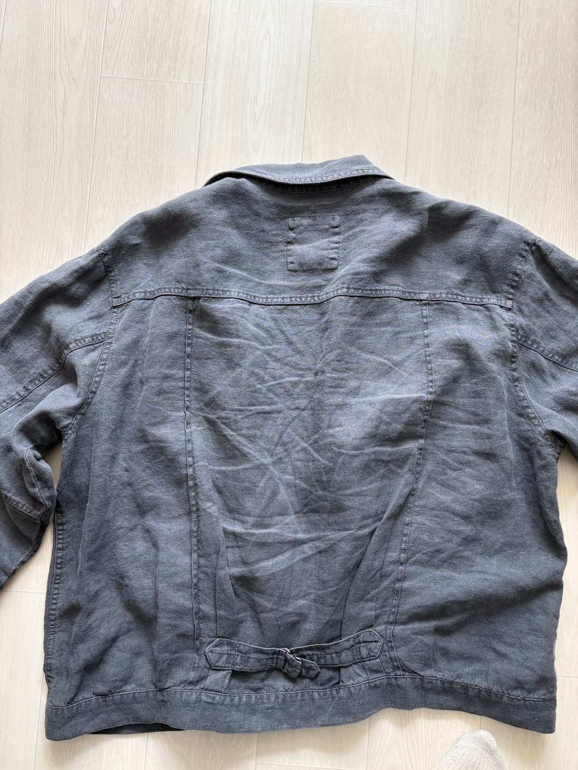 폴리테루 린넨 트러커 자켓 블루 4 size 상품이미지5