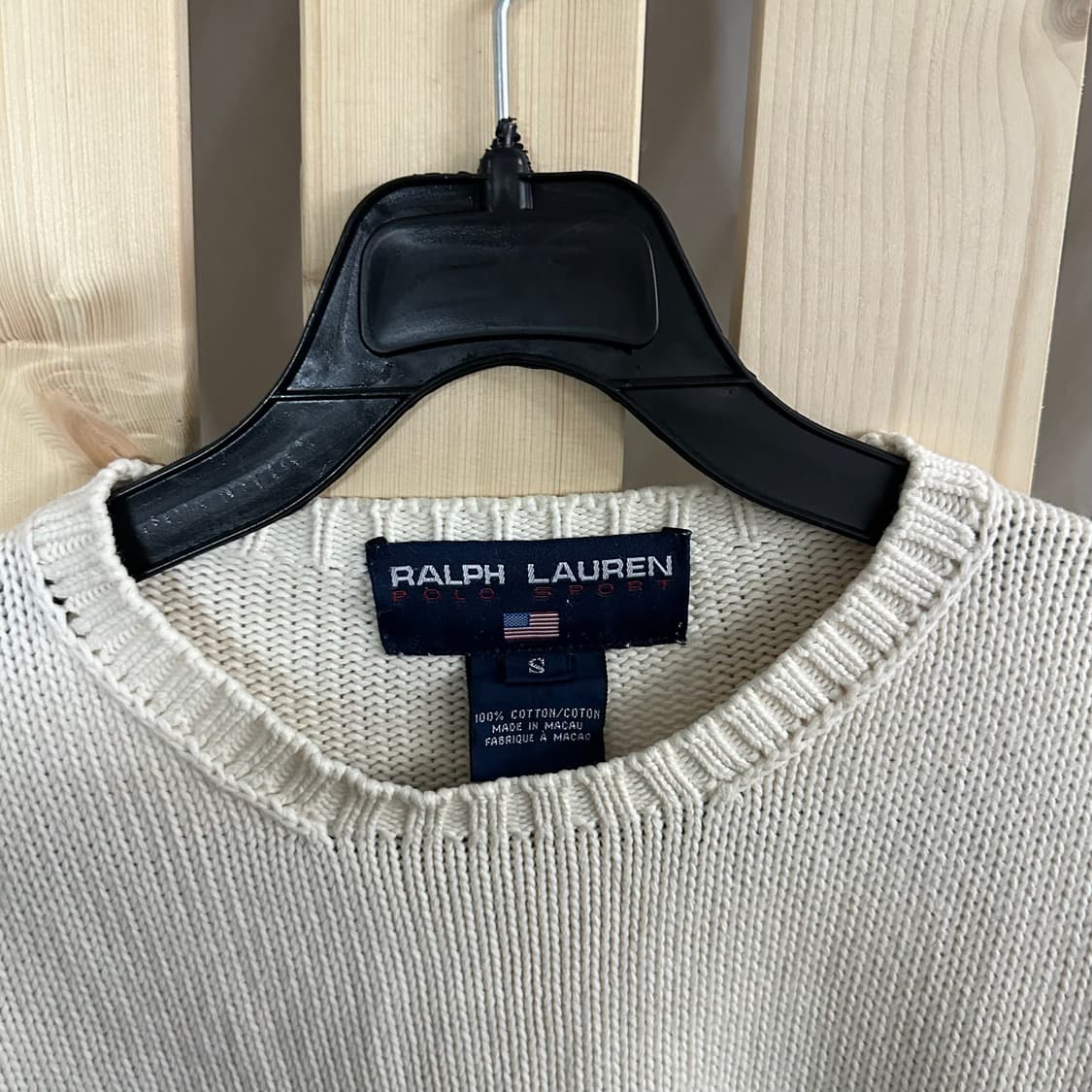 (S) 랄프로렌 아이보리 라운드 니트 상품이미지5