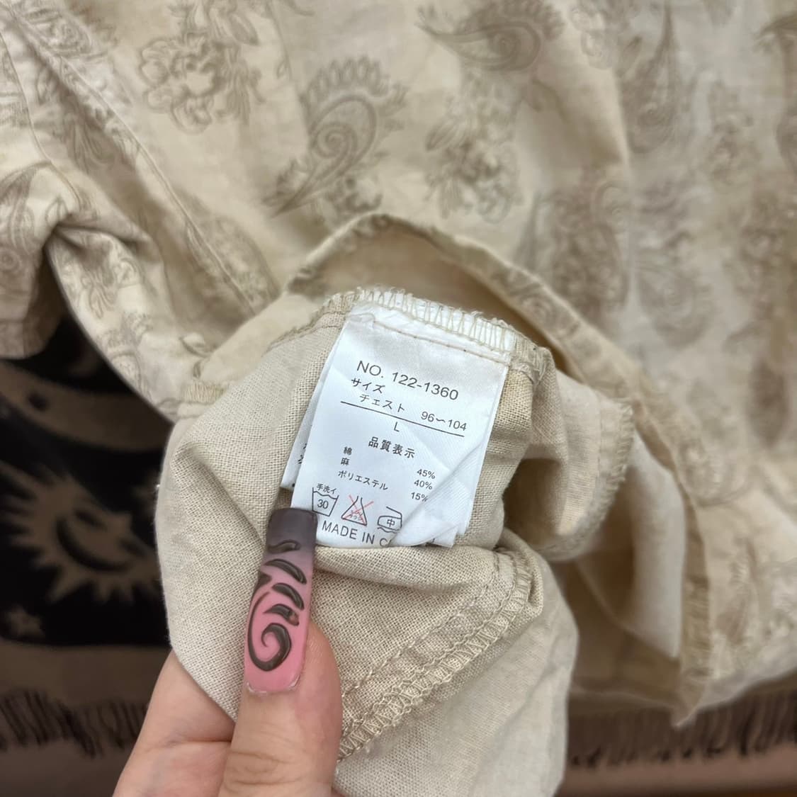 빈티지 재팬 에스닉 페이즐리 버클 포켓 워크 반팔 셔츠 K0299 상품이미지6