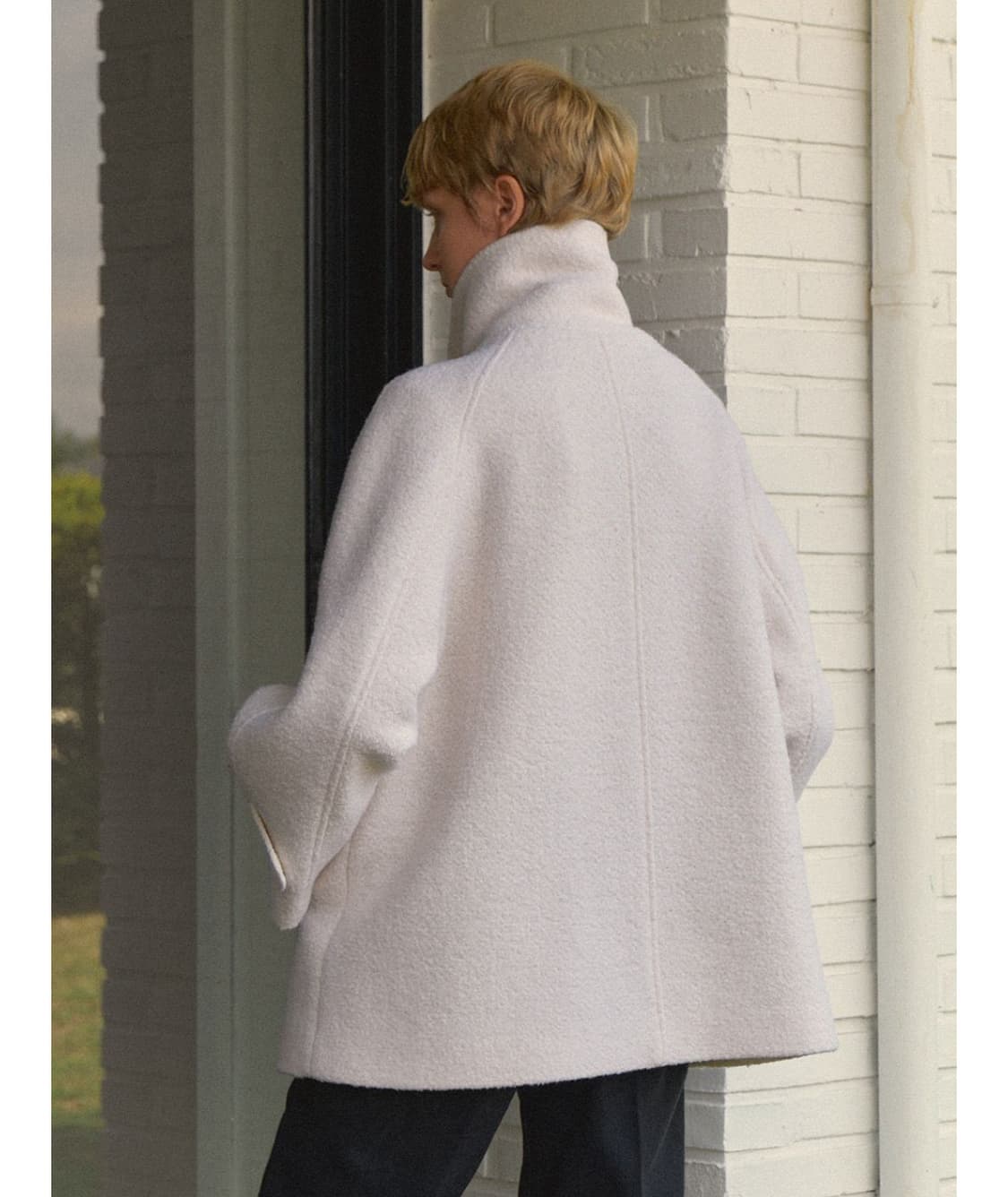 모헤 아이보리 울 하프 코트 상품이미지3