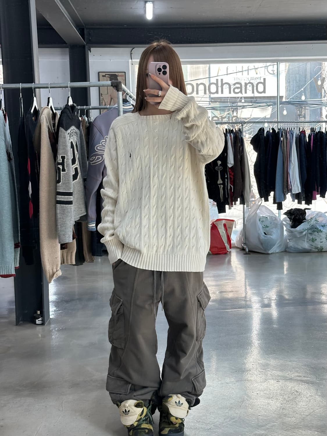 폴로랄프로렌 코튼 꽈배기 케이블니트 아이보리 상품이미지2