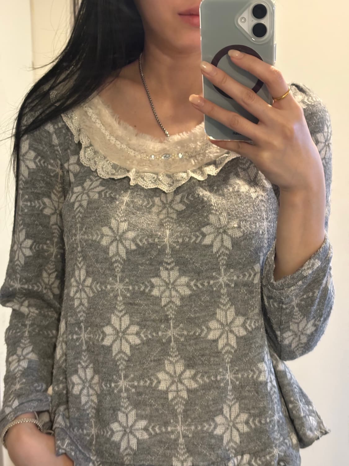 japan vintage floewr lace knitwear 상품이미지2