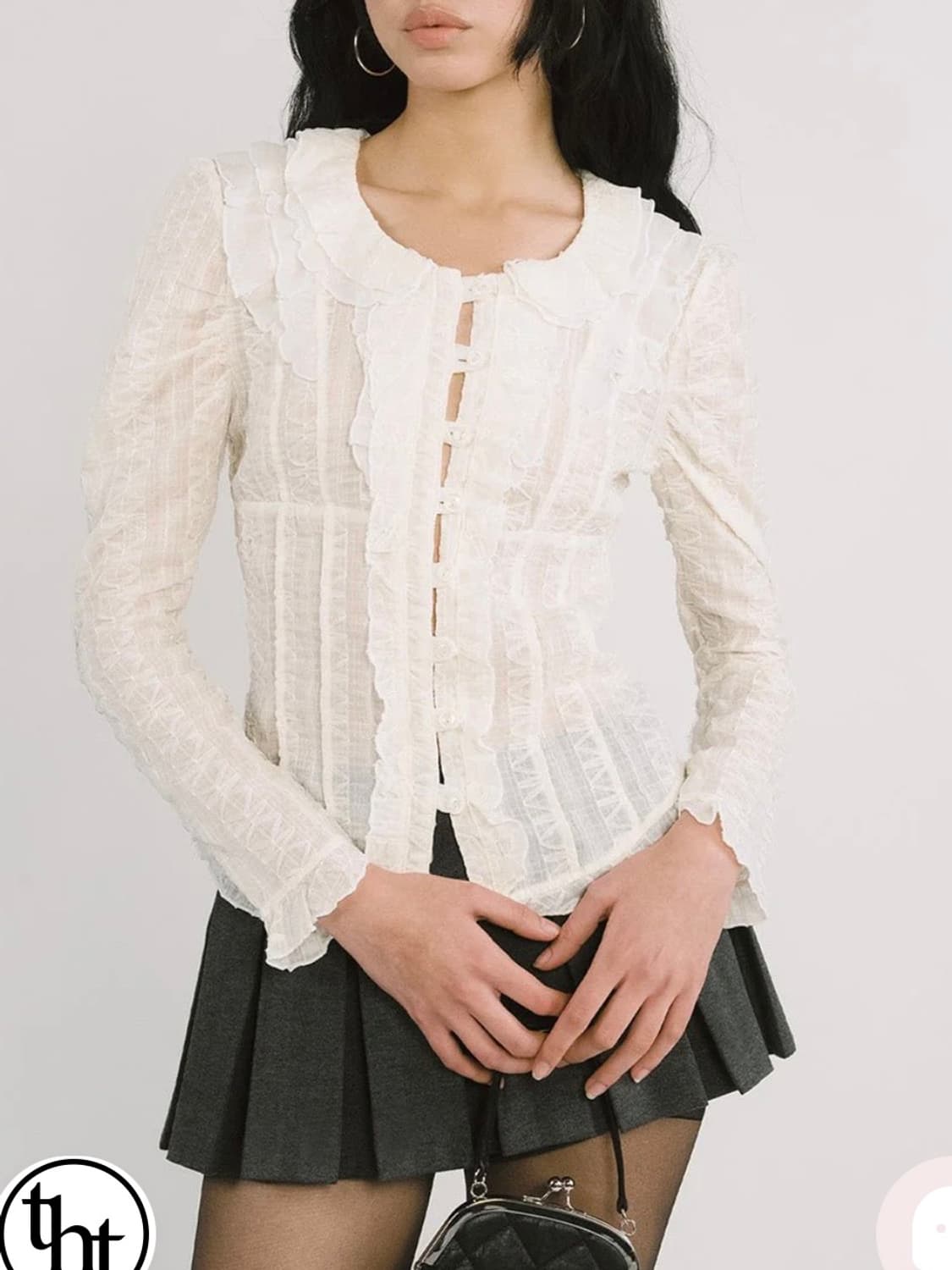 쓰리타임즈 스노우 러플 탑 s 상품이미지3