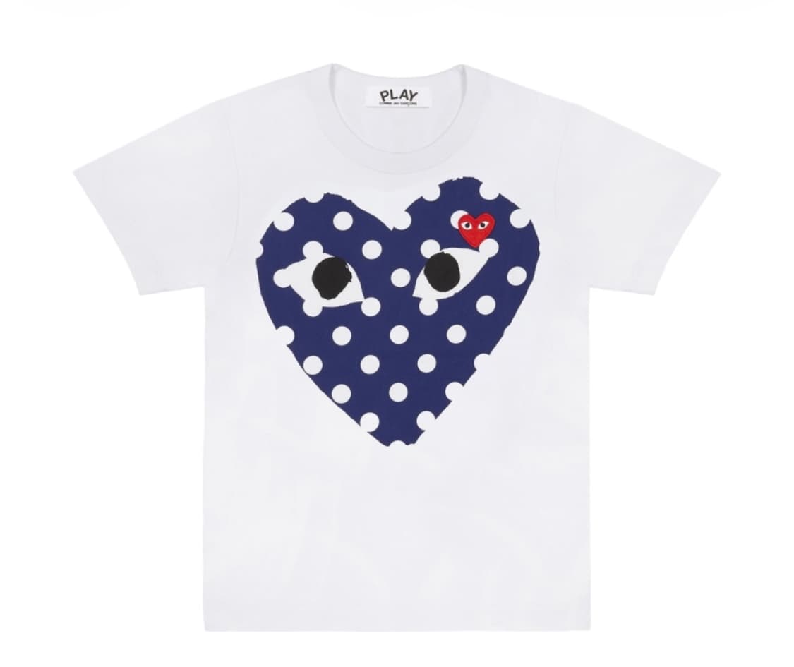 (W) 플레이 꼼데가르송 폴카 닷 빅 하트 티셔츠 화이트 상품이미지1