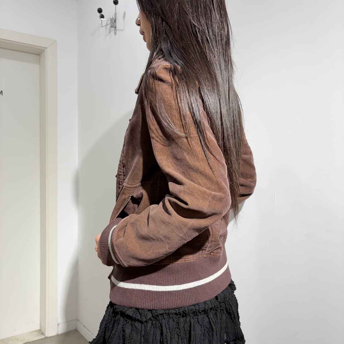 Enrico Coveri 브라운 코듀로이 단추 집업 자켓 상품이미지4