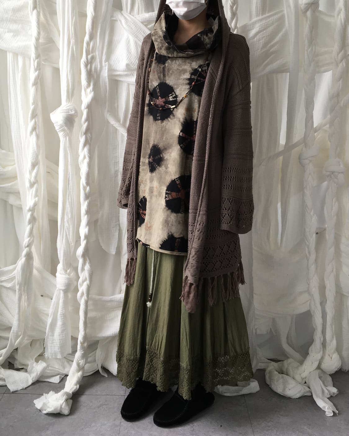Fringe punching point knit hood open car 상품이미지7