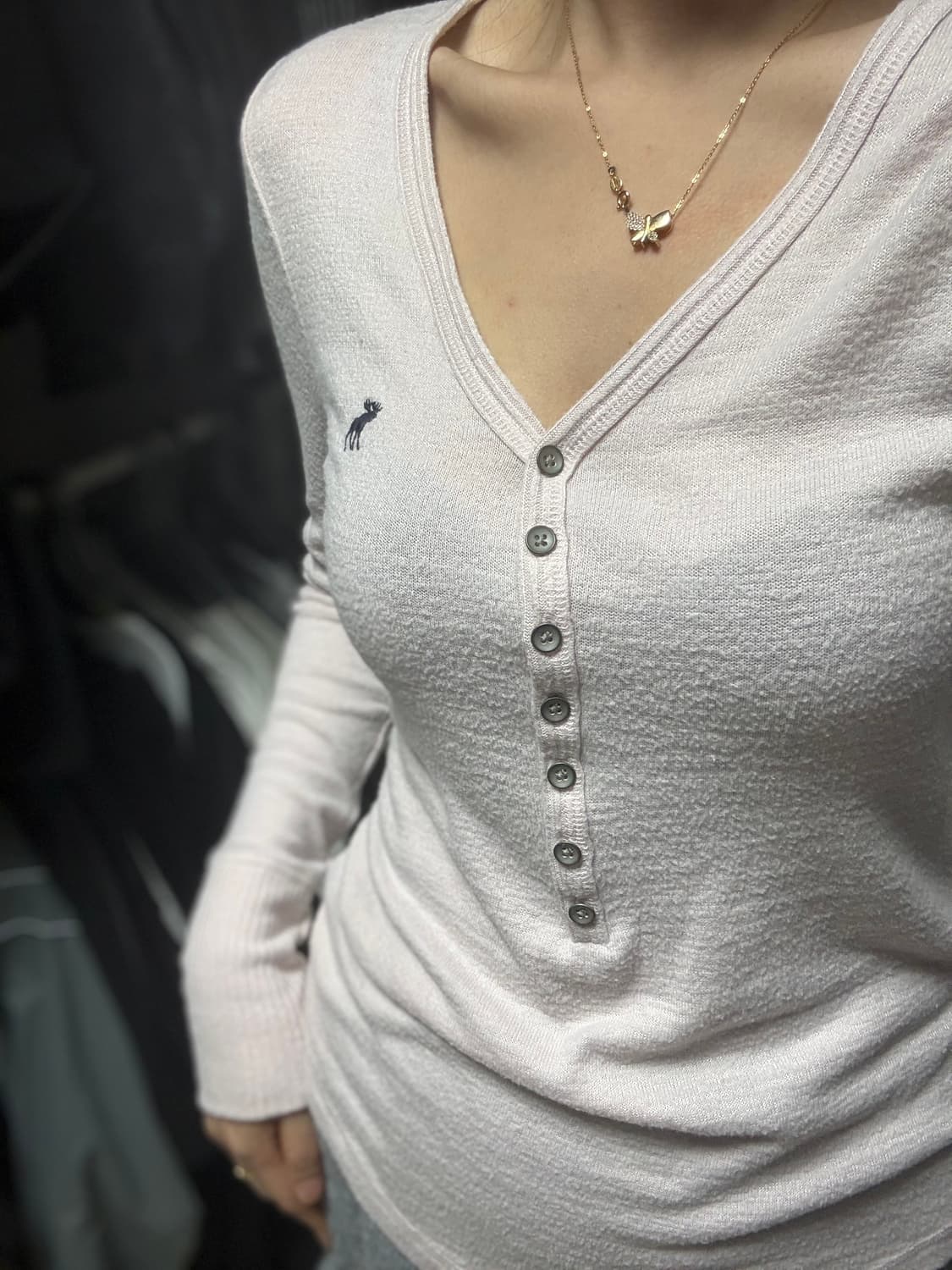 (무배)Abercrombie & Fitch 핑크 헨리넥 니트 S 상품이미지2