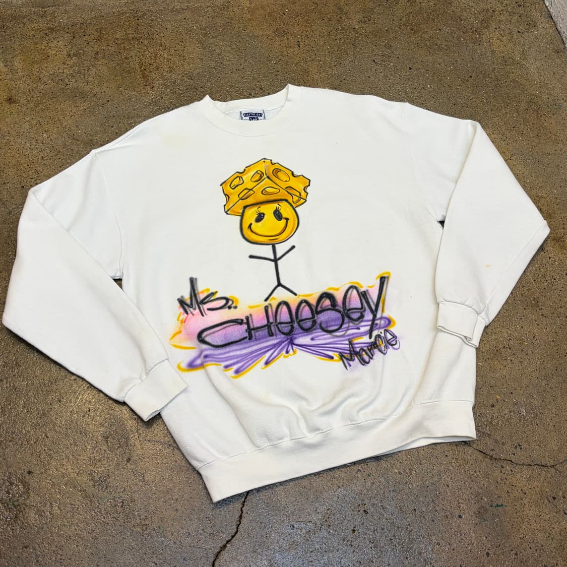 90s Made in USA 미국 빈티지 lee 스마일 치즈 맨투맨티 상품이미지2