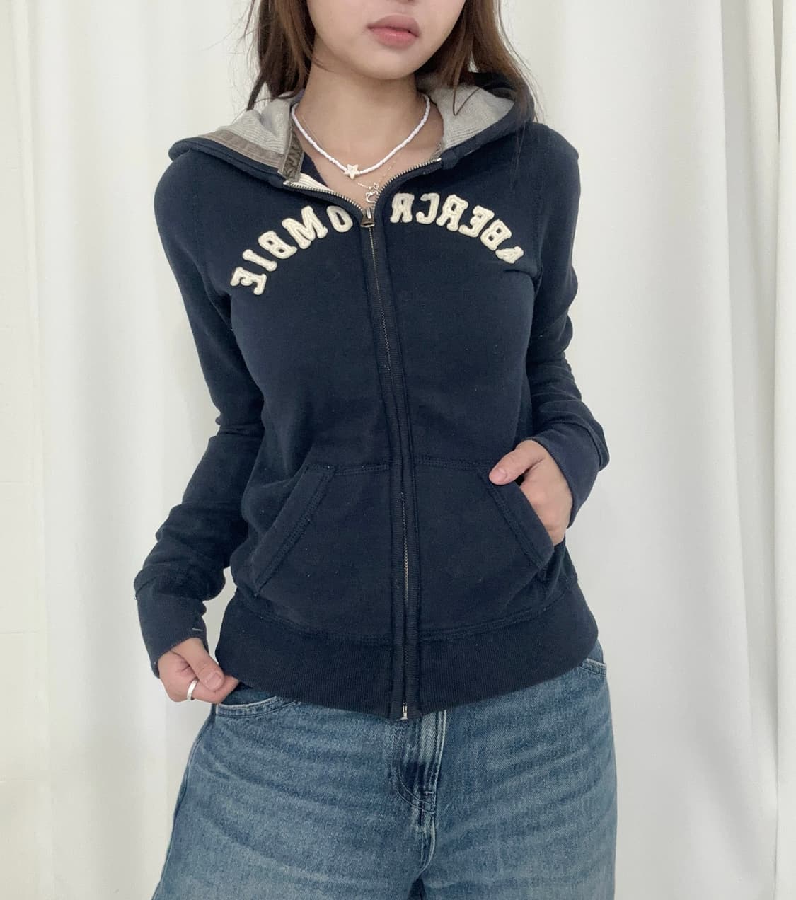 아베크롬비 딱붙 네이비 후드집업 상품이미지1