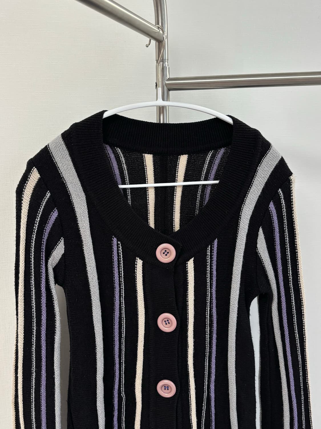  멀티 믹스 빅 버튼 빈티지 가디건 상품이미지5