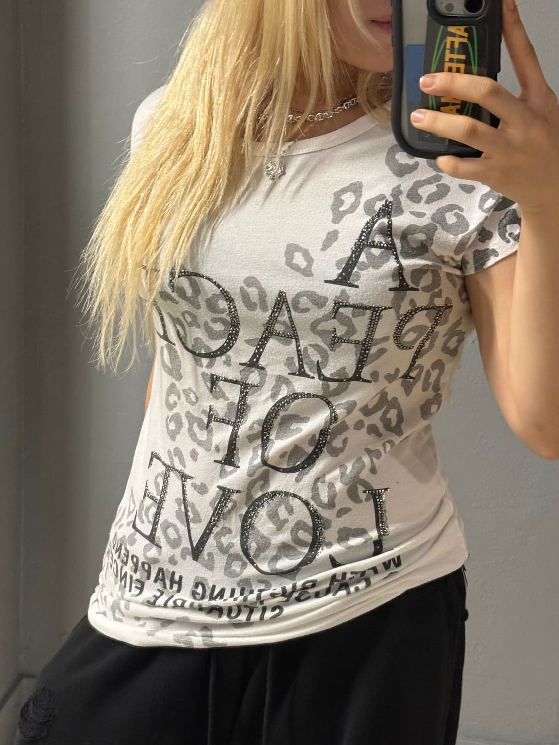 leopard pattern lettering top 상품이미지2