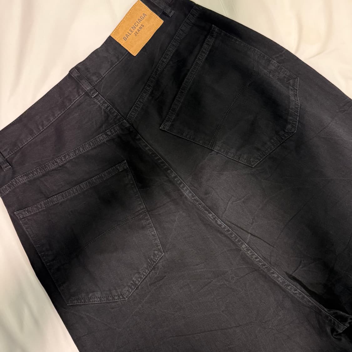 발렌시아가 크링클 로우 크로치 데님 팬츠 블랙 [S] 상품이미지3