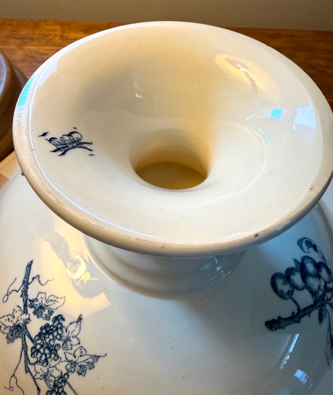 프랑스 빈티지 블루 트랜스퍼 케이크 스탠드 NILE 희귀 엔틱 상품이미지4