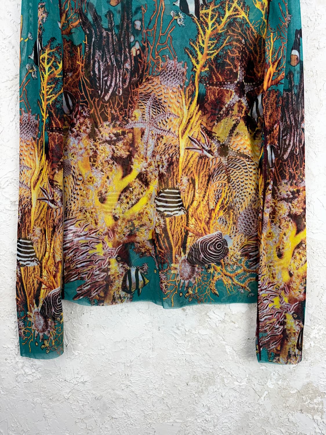 장 폴 고티에 (1990s) 언더워터 풀 프린팅 씨스루 메쉬 탑 상품이미지4