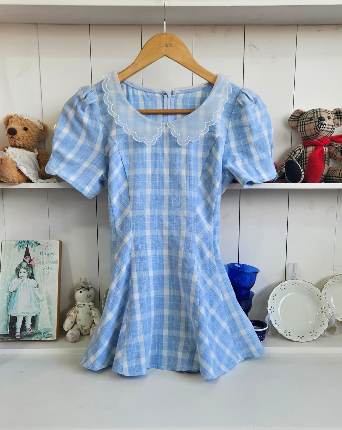 (Secret Honey) 체크 리본 플레어 튜닉원피스 상품이미지1