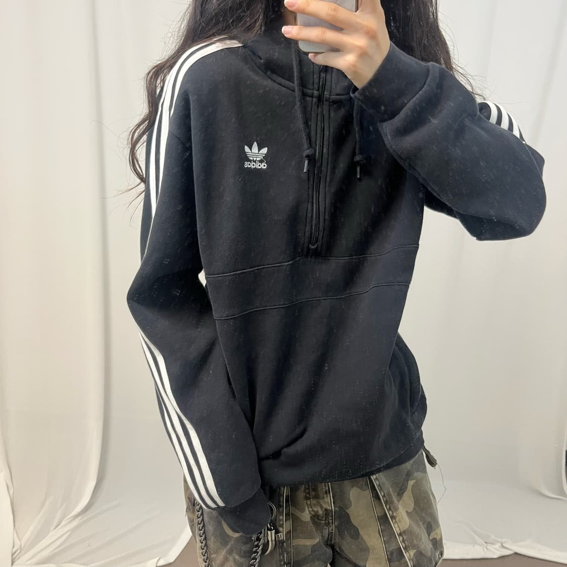 Adidas black Firebird half-zip hoodie 상품이미지4