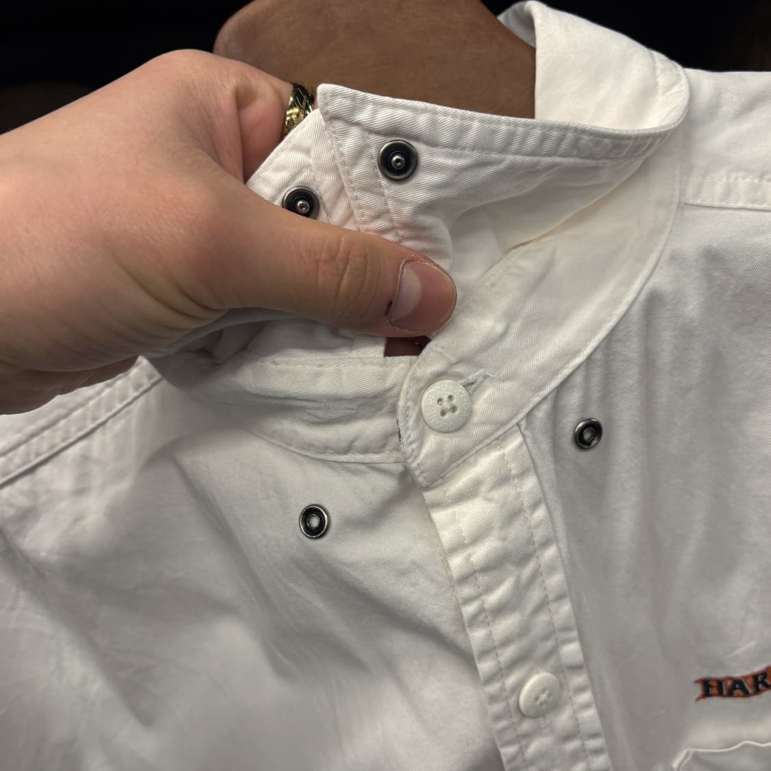 00s 할리데이비슨 더블포켓 라이더 셔츠 쉴드 엠브로이드 N733 상품이미지6