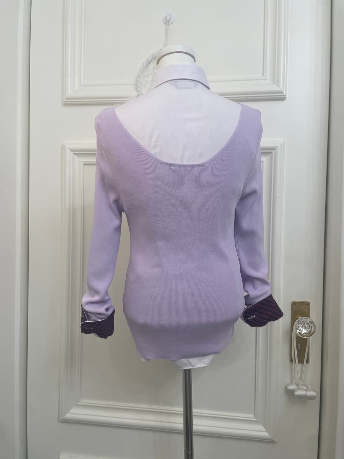 lavender basic knit top&wine point shirt 상품이미지3