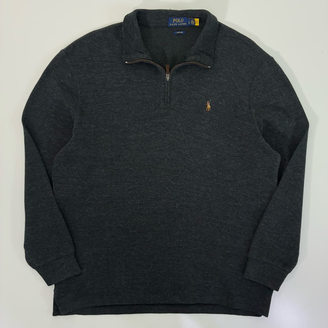 Polo  폴로 랄프로렌 자수 코튼 차콜 반집업 니트 상품이미지1