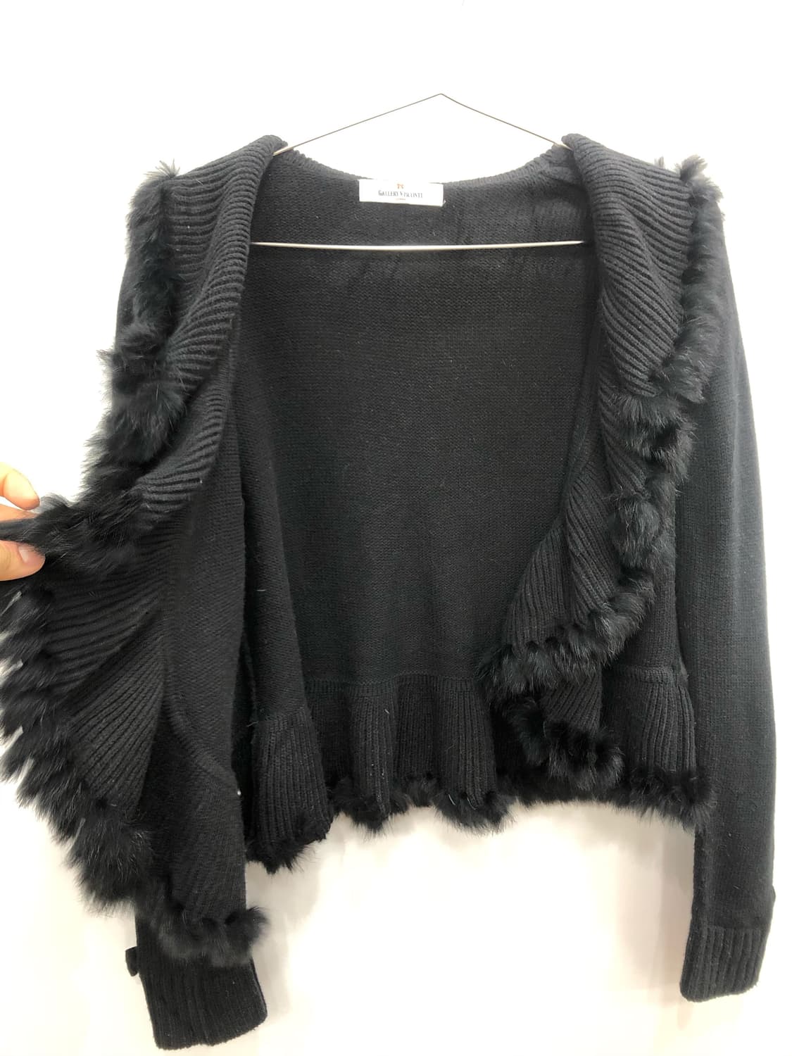 black rabbit fur trimmed cardigan 상품이미지5