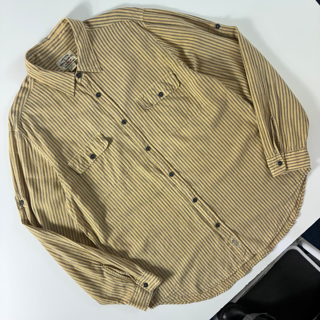 Polo  폴로 진스 린넨 코튼 베이지 스트라이프 워크 셔츠  상품이미지2