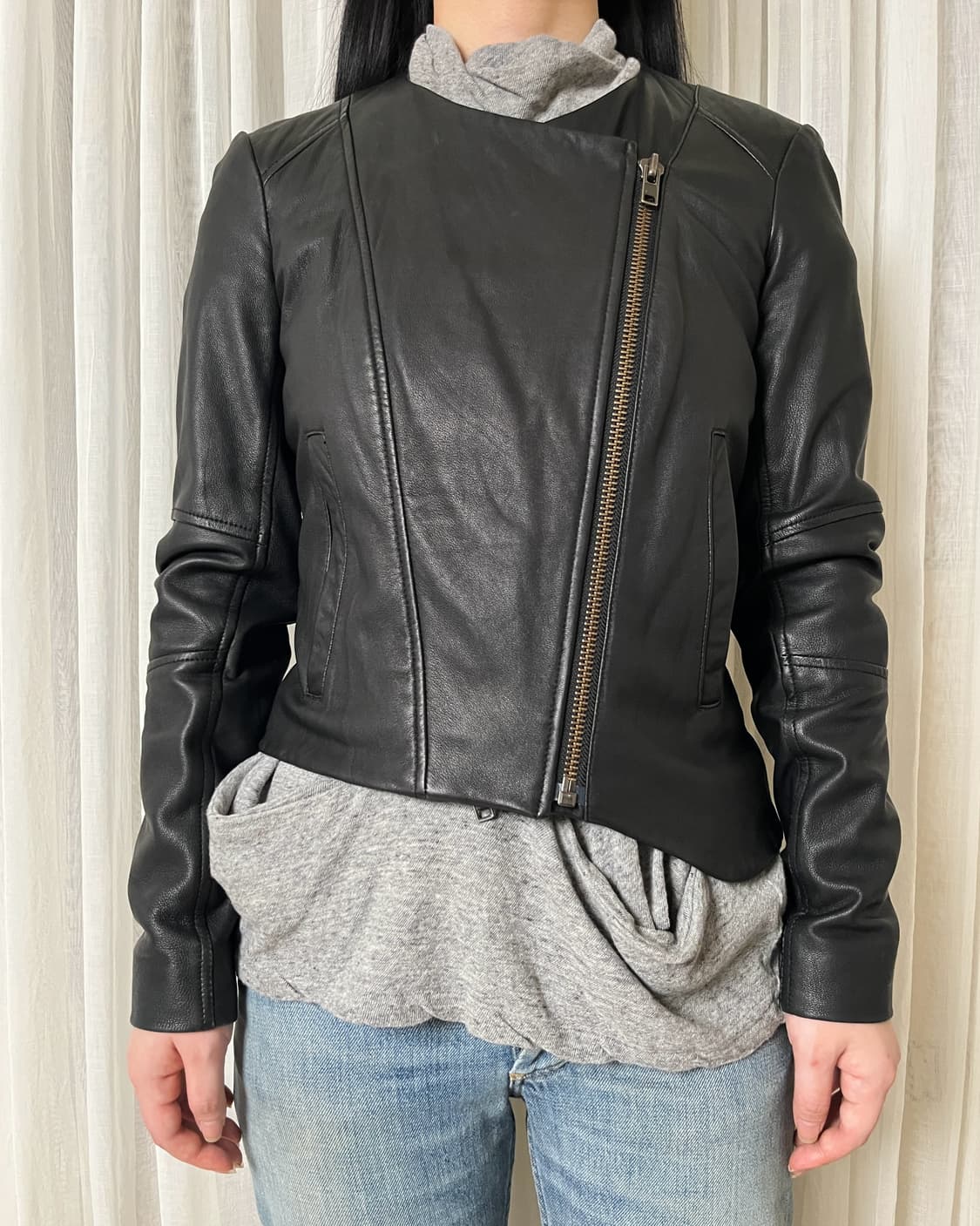 헬무트랭 비대칭 더블 지퍼 레더자켓 helmut lang leather 상품이미지1