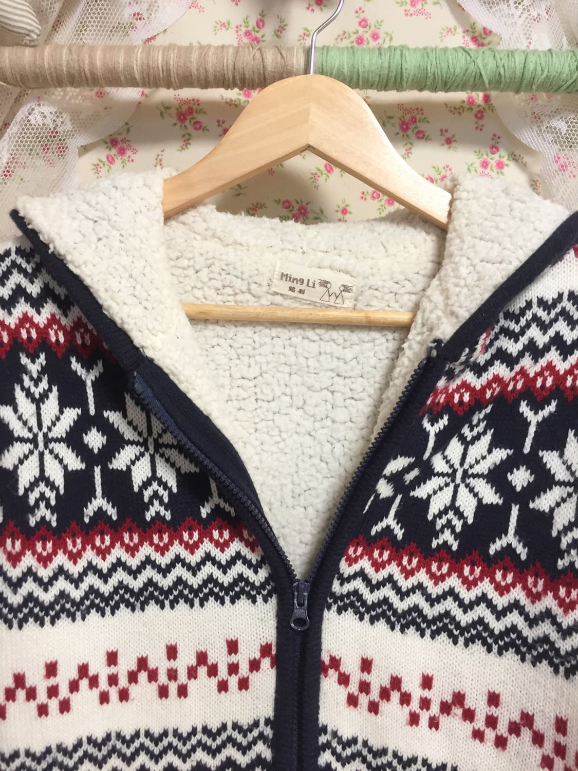 빈티지 노르딕 양털 후드집업 상품이미지4