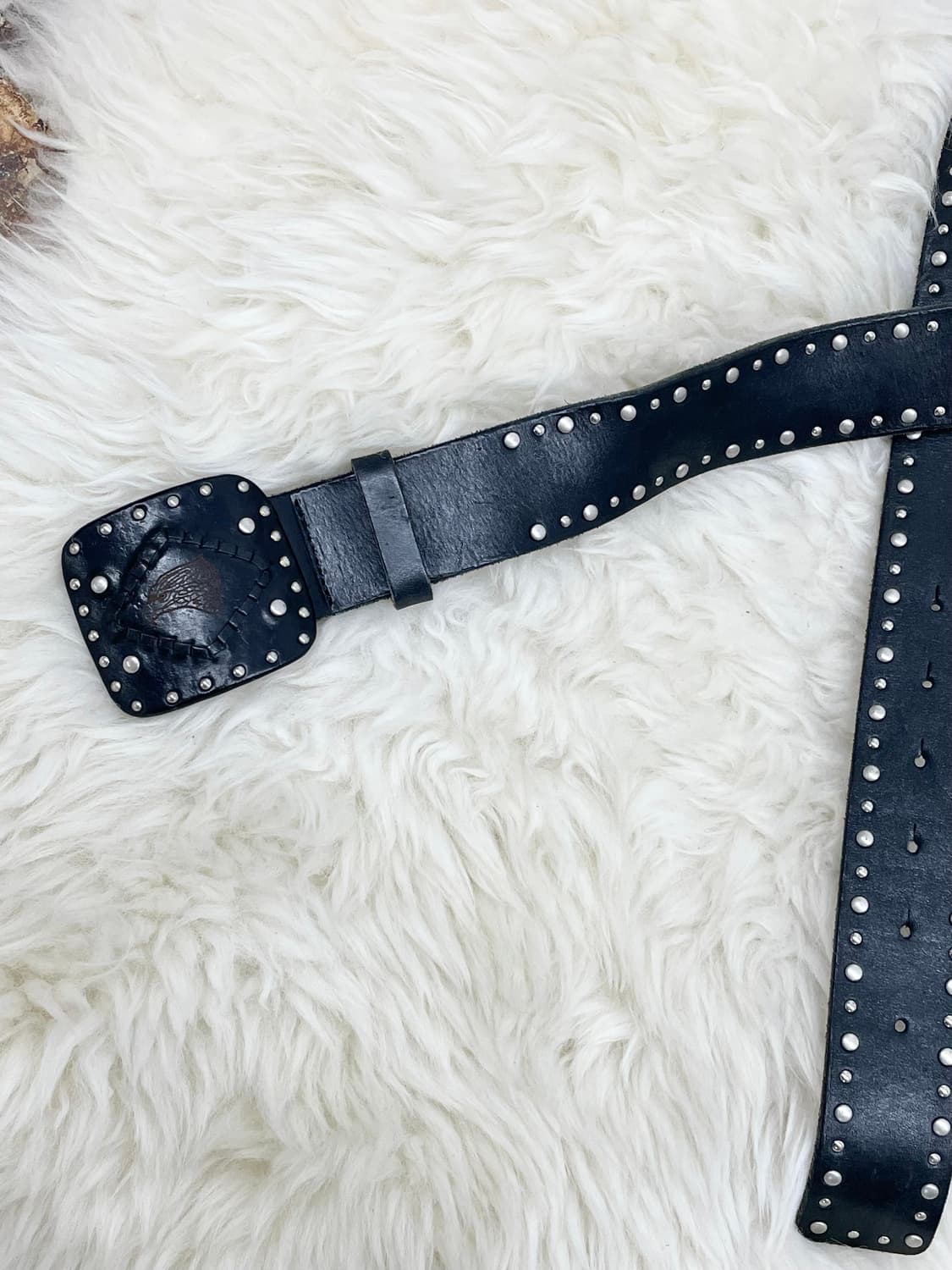 리얼레더 락시크 스터드 버클 벨트 상품이미지4