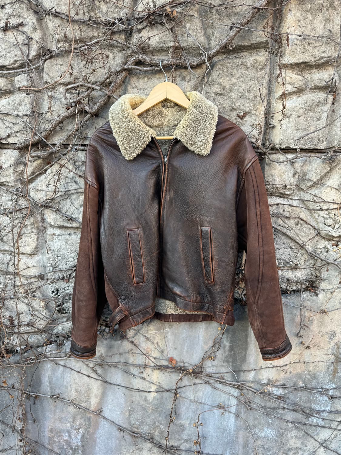 80~90s 국내생산 양가죽 스웨이드 쉐르파 자켓 상품이미지1