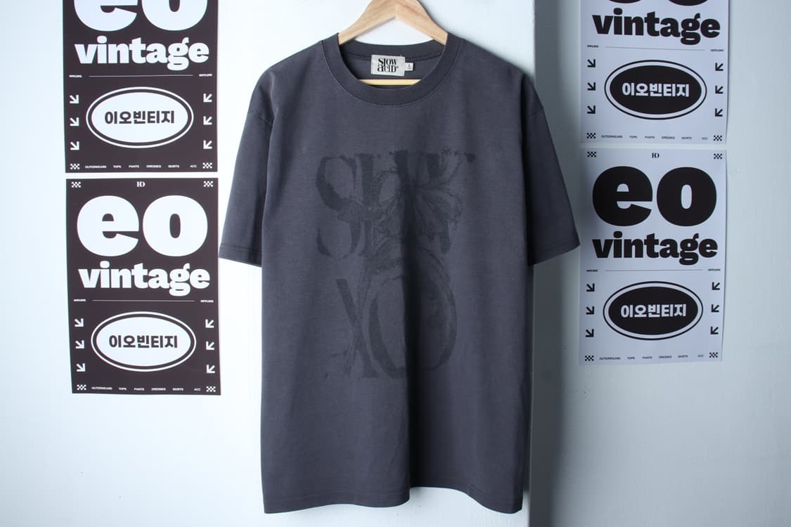 (L-XL) 슬로우애시드 반팔 티셔츠 그래픽 차콜 스트릿-H32087 상품이미지2