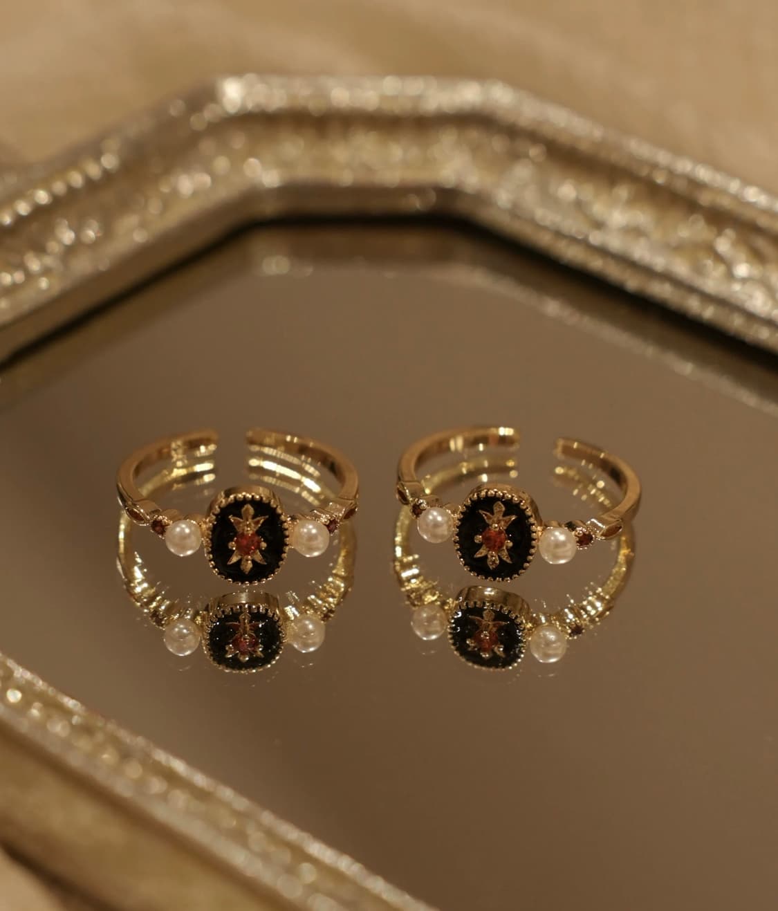 빈티지 진주 블랙 오벌 링 💛 상품이미지10