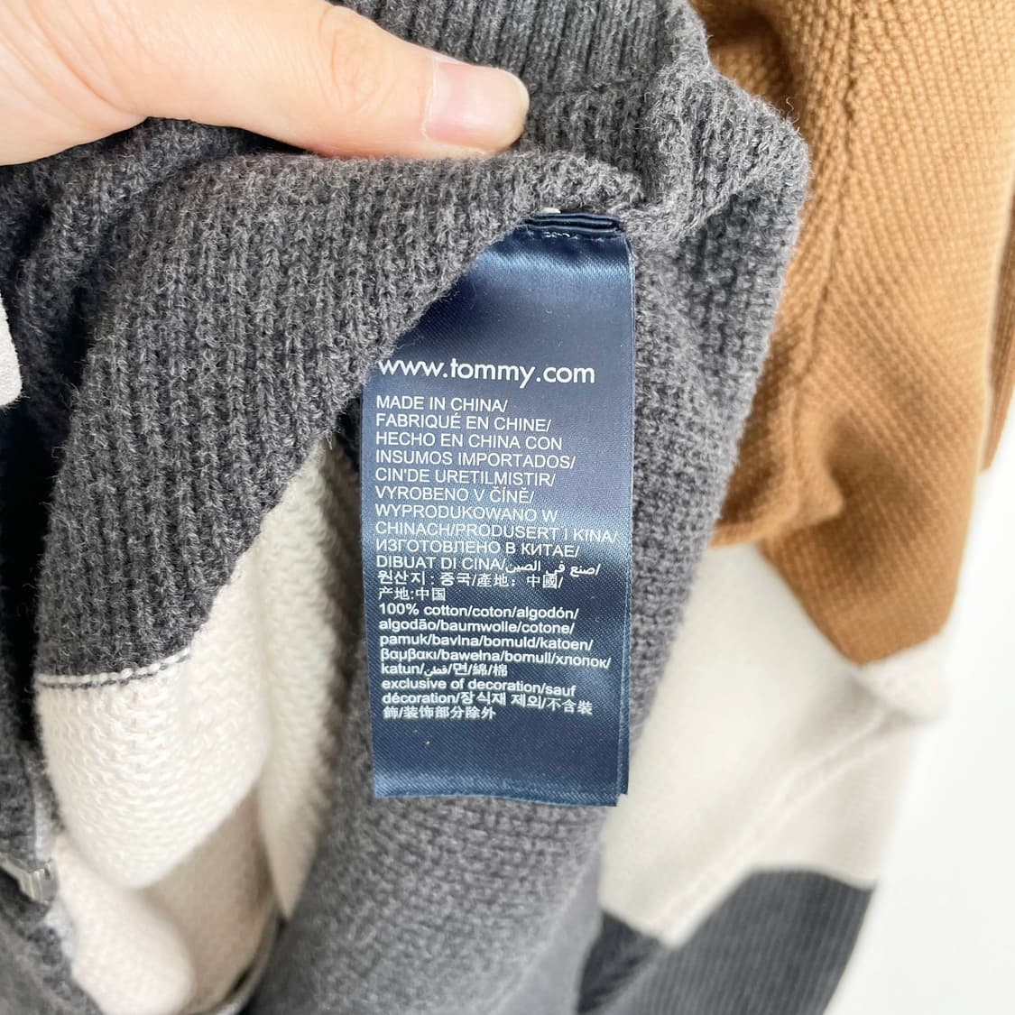 A2 타미힐피거 컬러 블록 니트 집업 가디건 100사이즈 상품이미지5