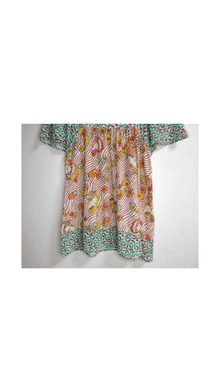 츠모리치사토 그린 핑크 플로럴 탑  상품이미지3