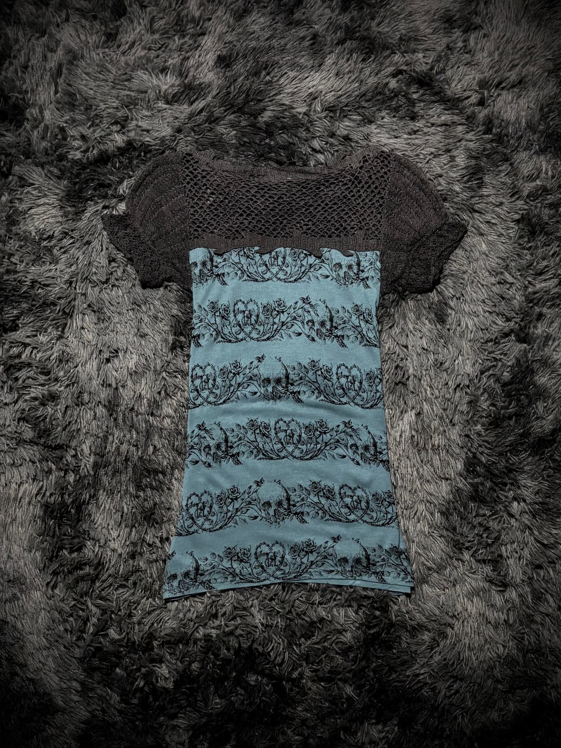 Hysteric Glamour 스컬 패턴 레이스 반팔 티셔츠 상품이미지2