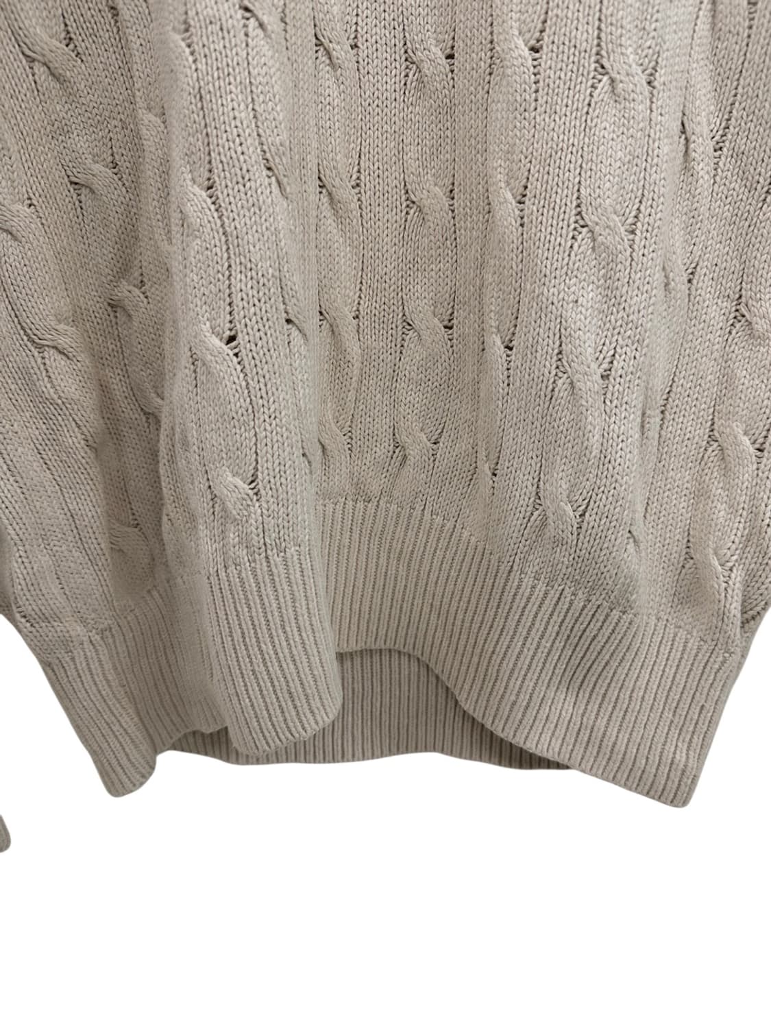 폴로 반집업 꽈배기 케이블 니트 아이보리 (S) 상품이미지6