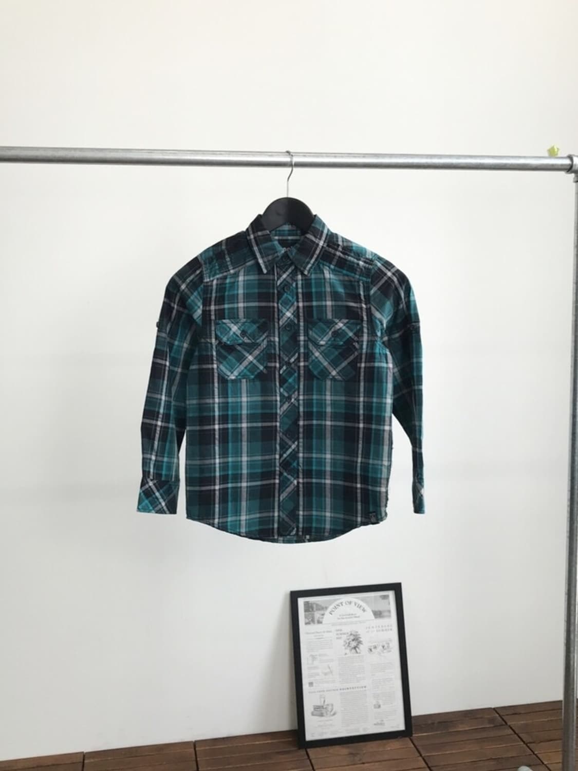 Vintage Mint & Black Plaid Check Shirt 상품이미지3