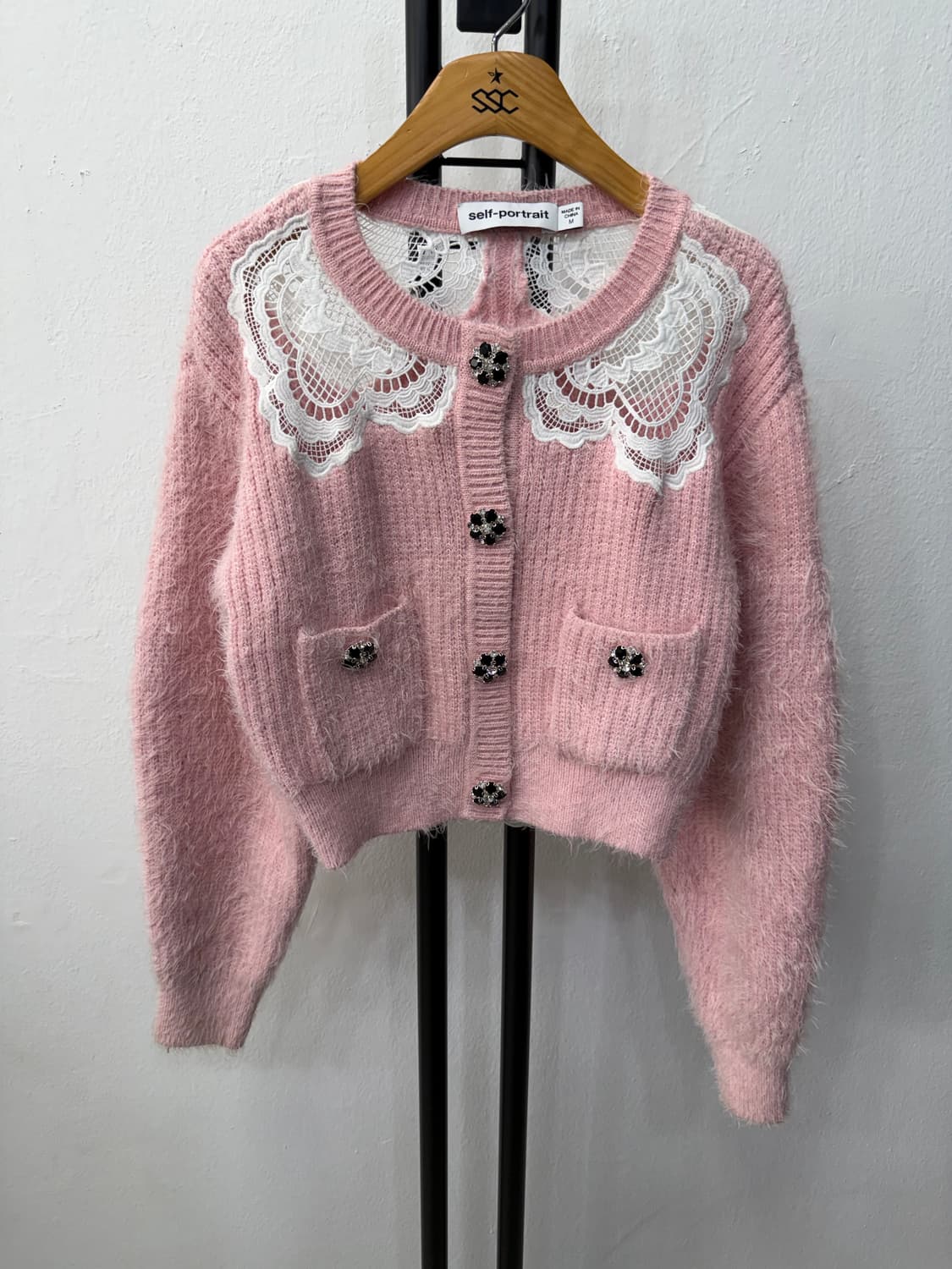 정품) 셀프포트레이트 핑크 레이스 가디건 M 상품이미지1