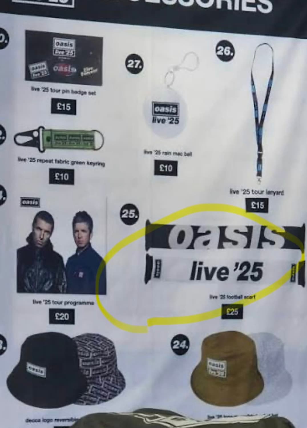 공식 오아시스 라이브25 MD 목도리 머플러 상품이미지2