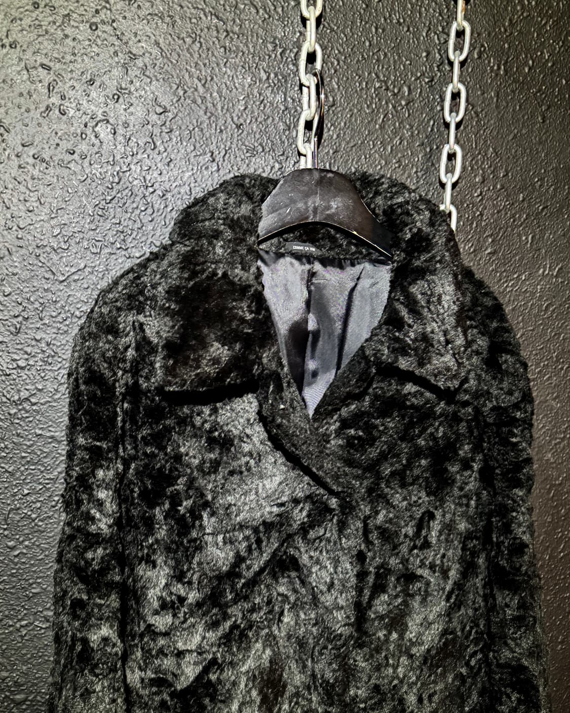 Comme Ça Ism – Black Faux Fur Long Coat  상품이미지2