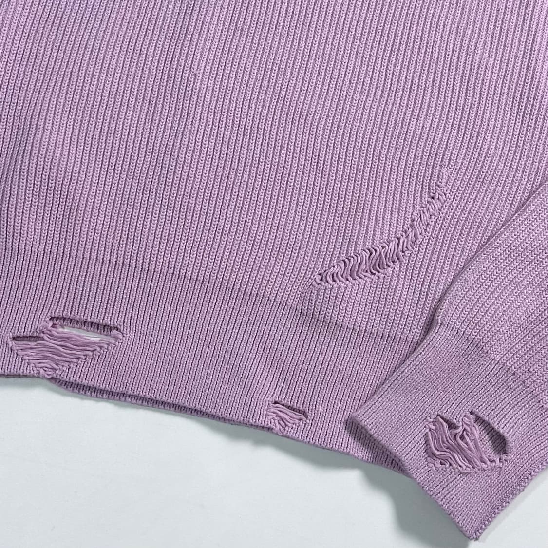 쿠어 연보라 디스트레스드 니트   상품이미지4