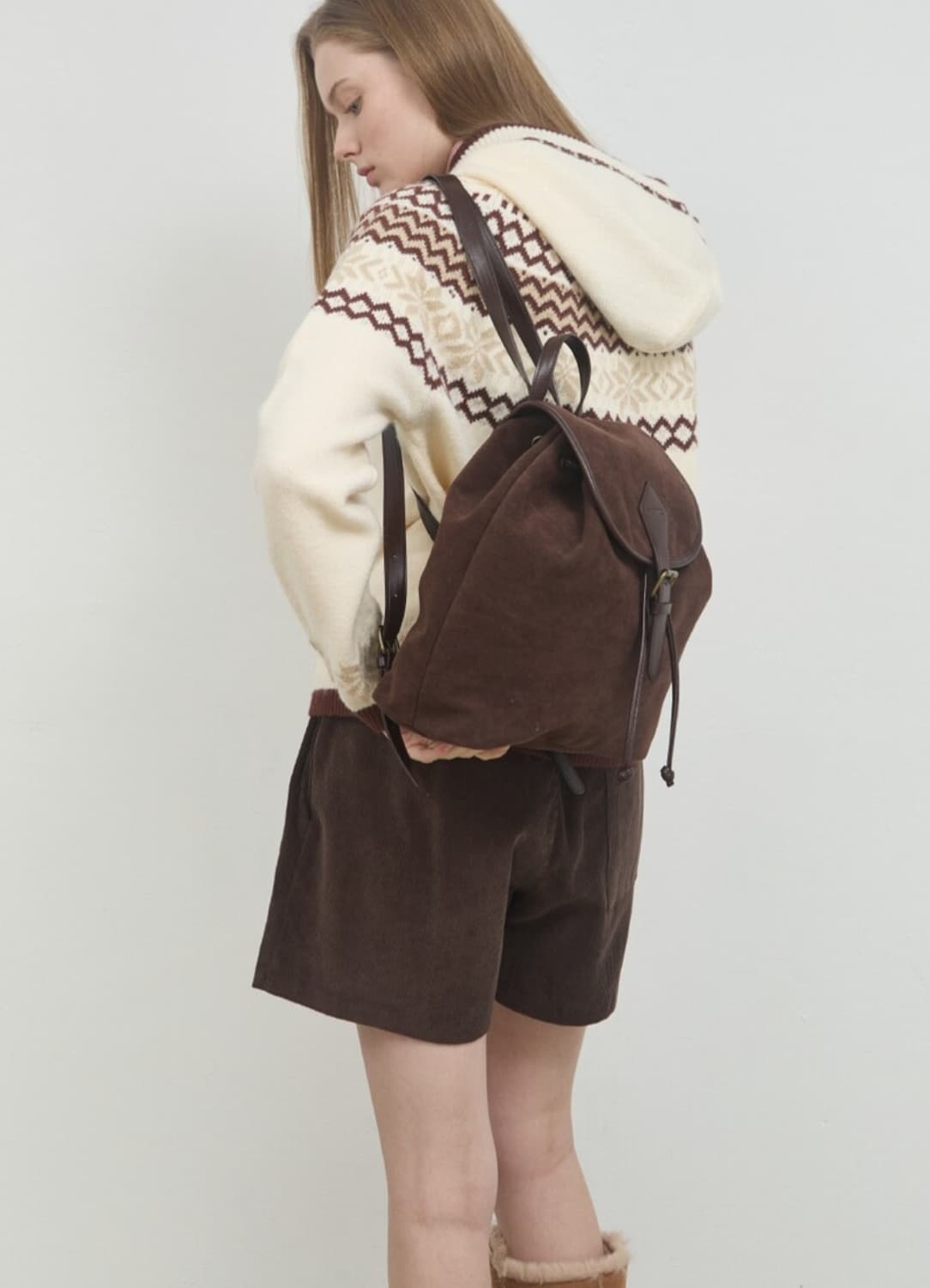 새상품 ) ANOETIC 아노에틱 브라운 백팩 환승연애 이서경 가방 상품이미지4