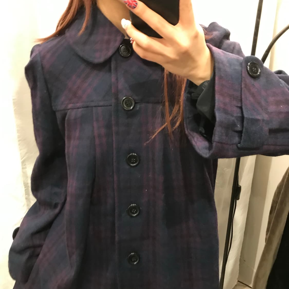 As Know As 하구미 라떼갸루 울 혼방 체크 코트 상품이미지3