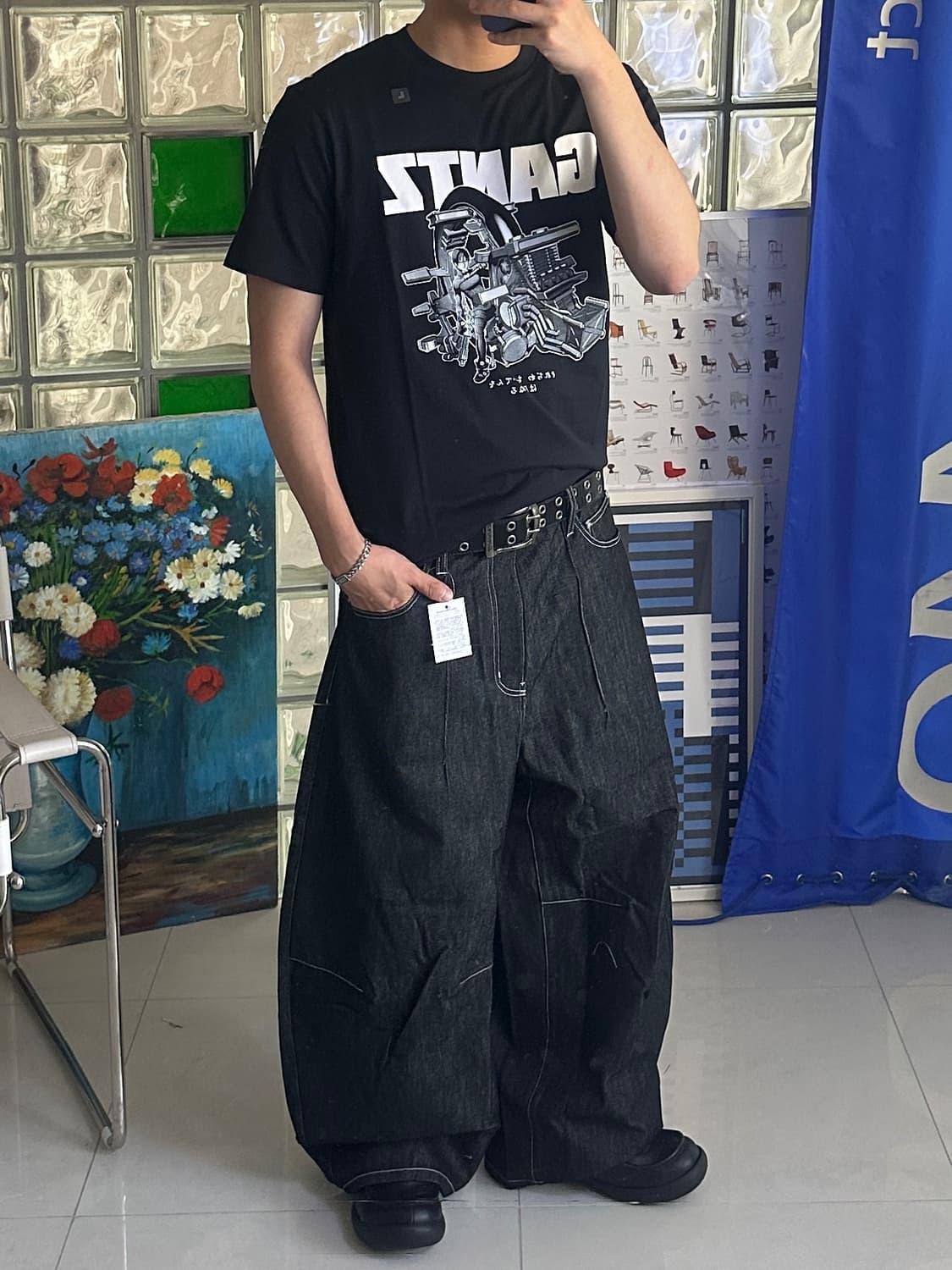 Pleated Wide-Leg Baggy Pants 상품이미지2