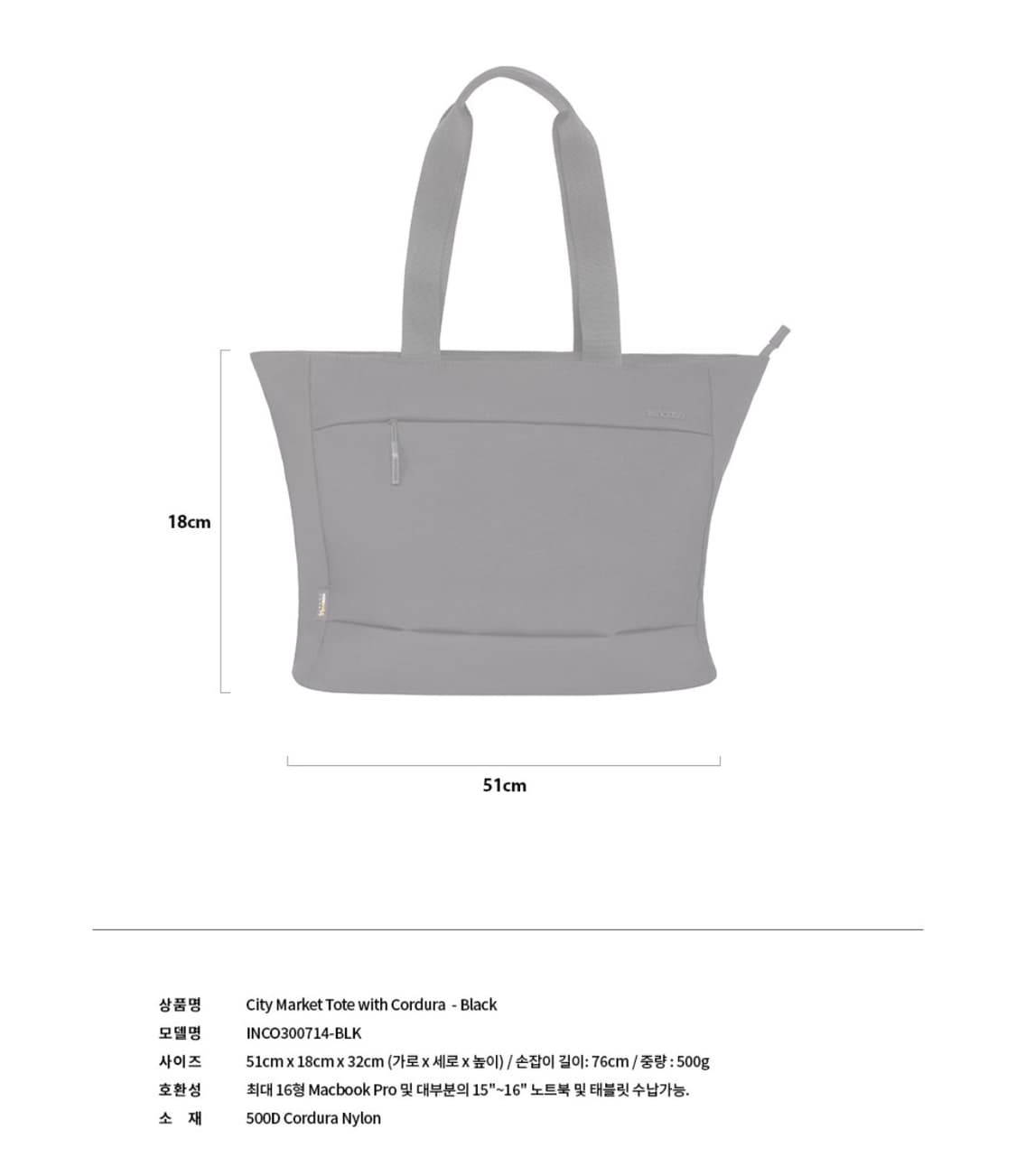 인케이스 시티 마켓 토트백 코듀라 블랙 상품이미지5