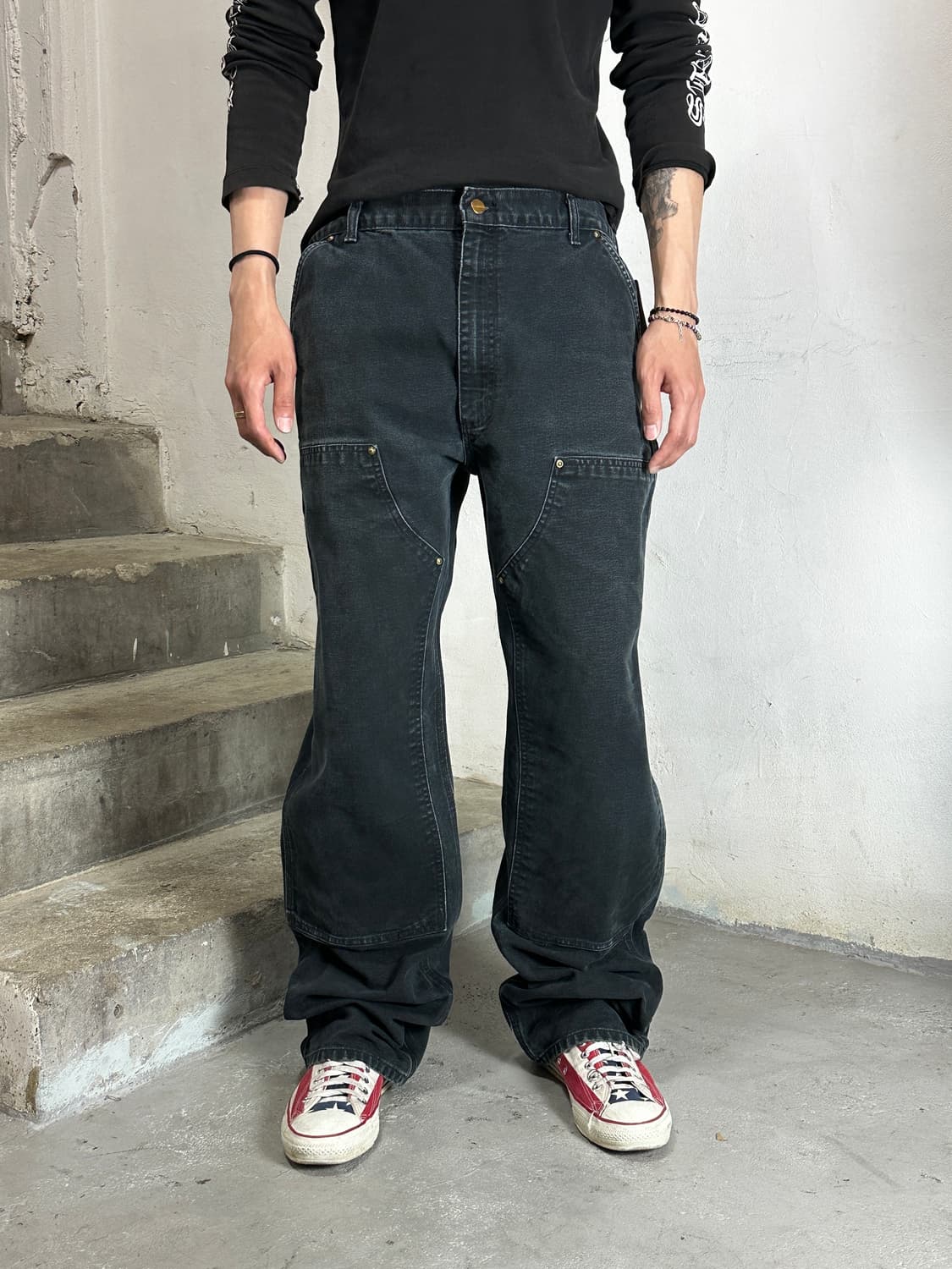 OG USA 칼하트 B01 더블니 블랙 칼하트 썩블니 하드페이딩 상품이미지10